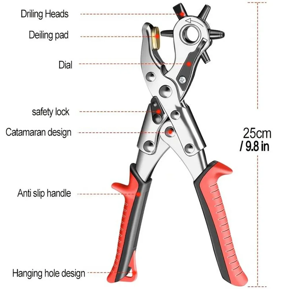 

Multifunctional Leather Punching Pliers with High Carbon Steel Blade Anti-Slip Handle Labor-Saving Hand Tool for Craftsmanship