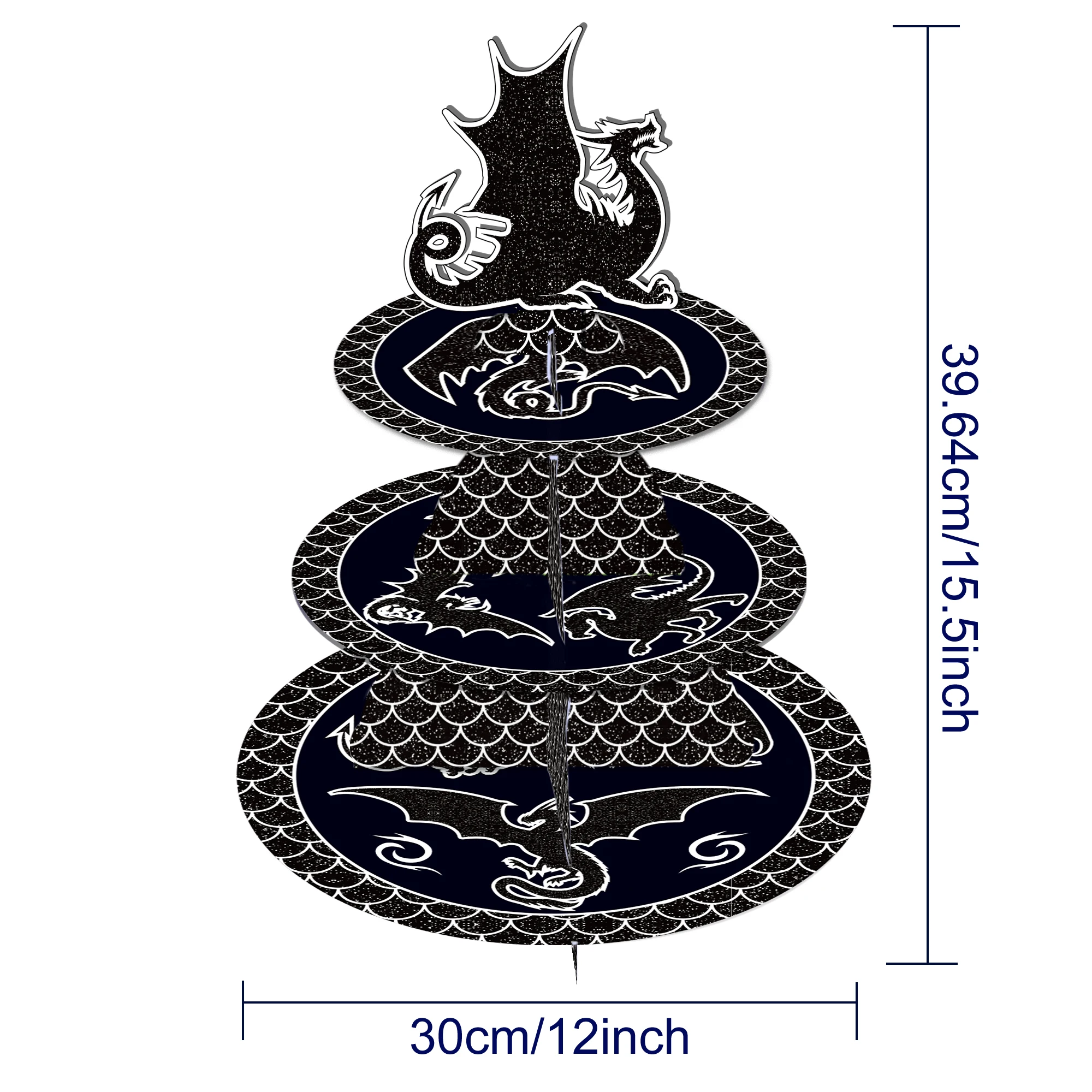 3 Tier Black Dragon Party Cake - đánh giá và giá Cupcake Stand Tier