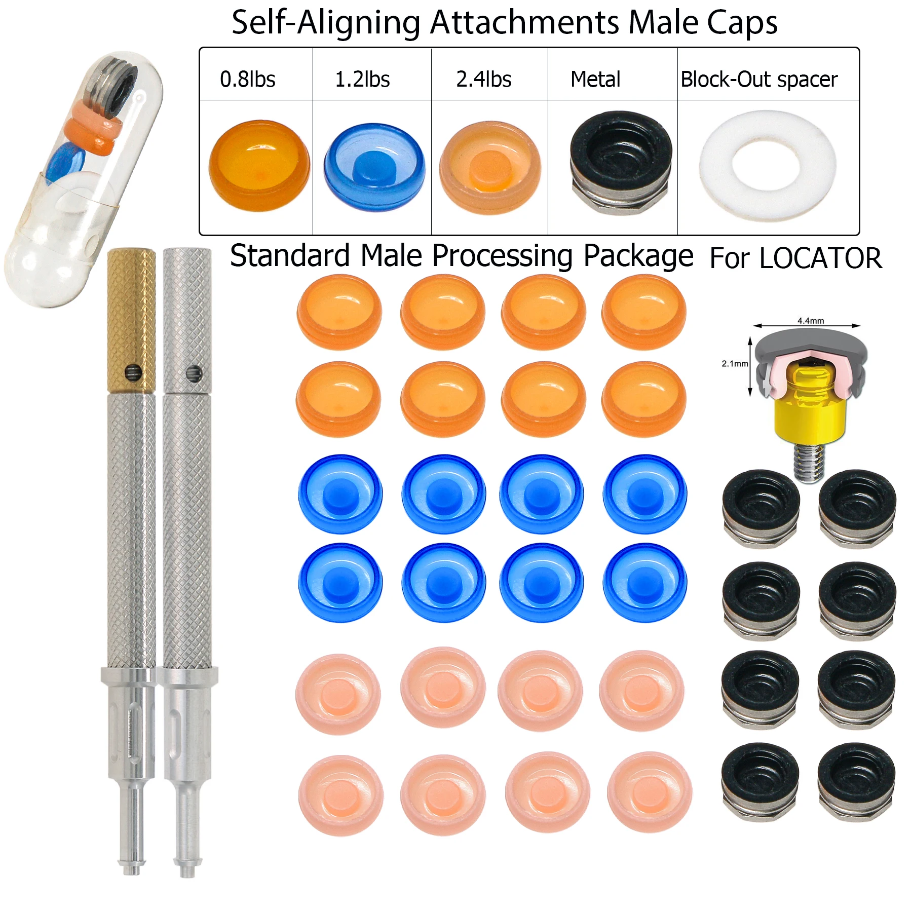 

Dental Implant Strong Retentive Caps Overdenture Attachment Abutments Dental Metal Housing KIT