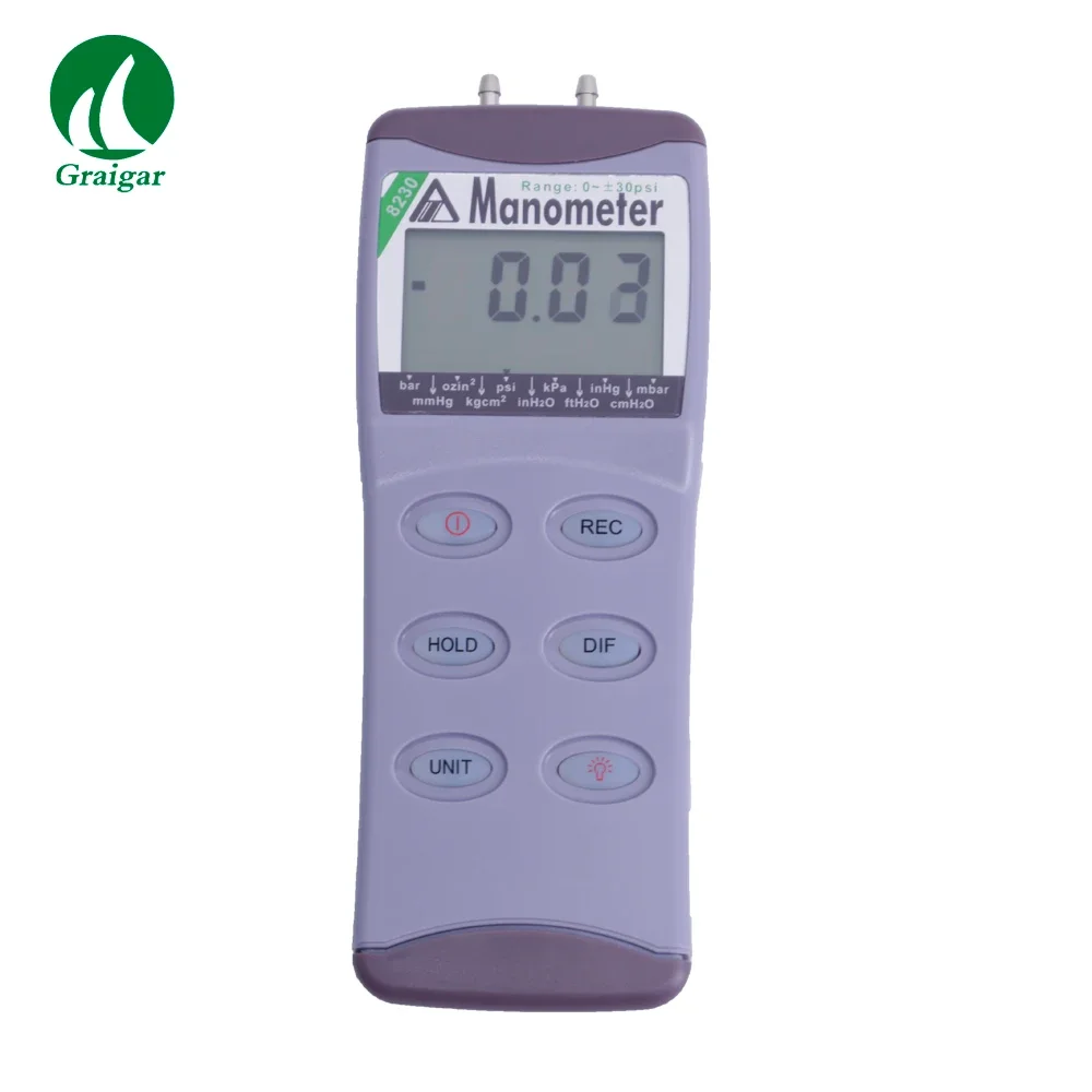 2026 AZ8230 Digital Differential Pressure Meter Manometer Range 0~30psi