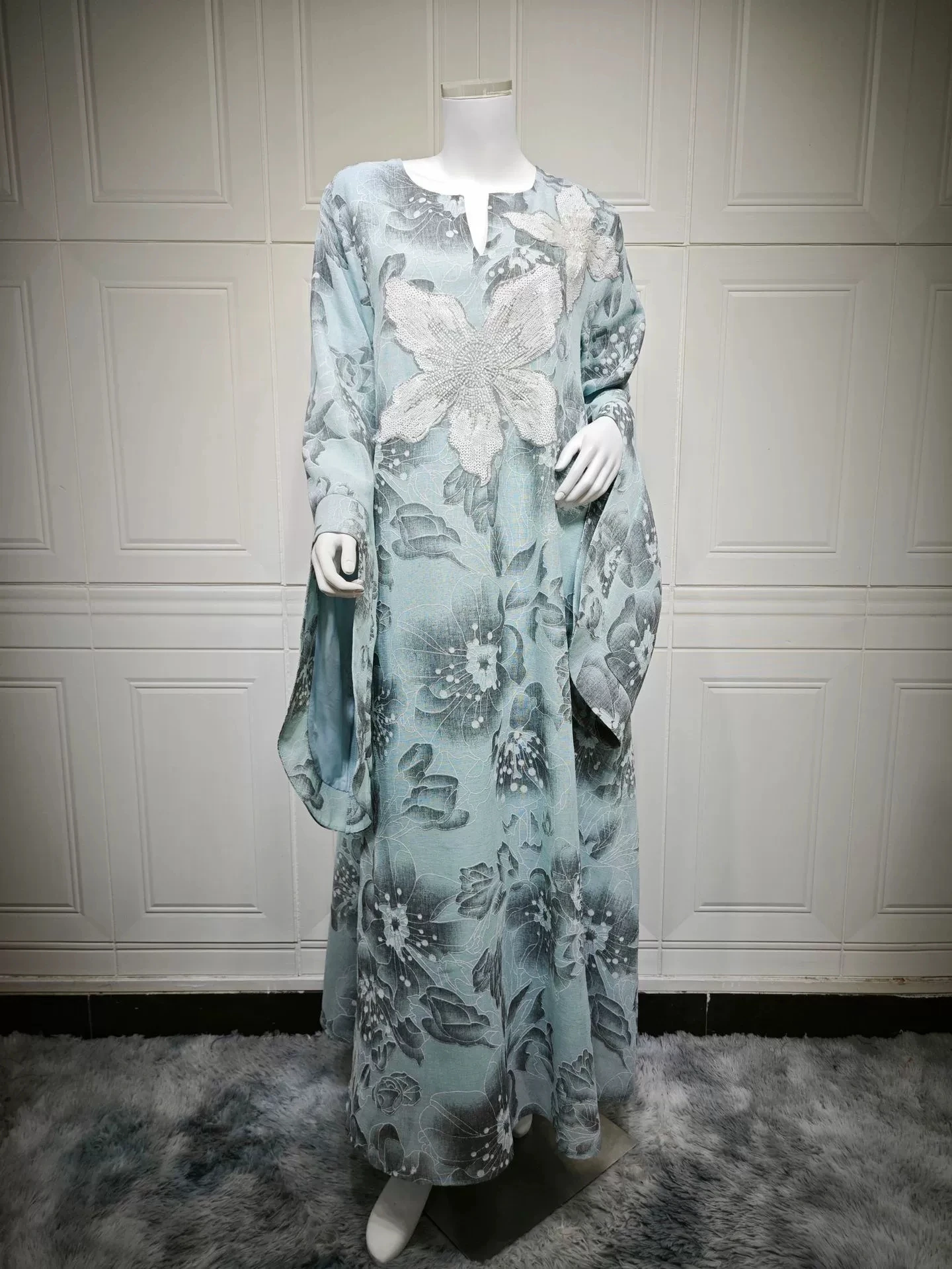 Ramadan islâmico médio oriente dubai fio bordado, lantejoulas bordadas, novo vestido de moda high end bordado jalabiya