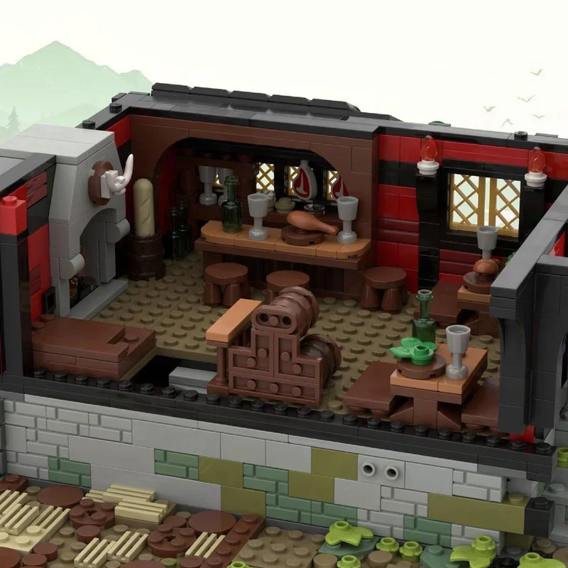 2929pcs Moc Middeleeuwse Modulaire Gebouwen Kasteel De Kruisvaarder Herberg Bouwstenen Montage Bricks Speelgoed Kinderen Onderwijs Geschenken