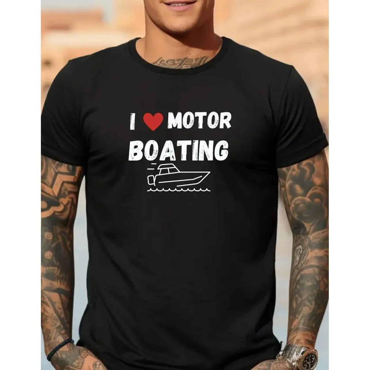 Short sleeve shirt, I LOVE MOTOR BOATING