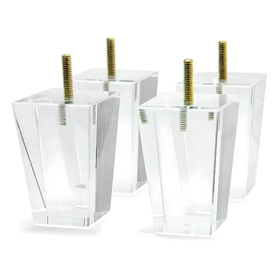 

Acrylic Furniture Legs Pack of 4 Clear Feet for Sofa Desk Coffee Table Bed Couch TV Bench 4inch Square