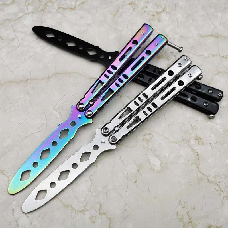 21CM The Ultimate Stainless Steel Practice Tool for Outdoor Enthusiasts and Collectors Transformable Flip Butterfly Knife Models