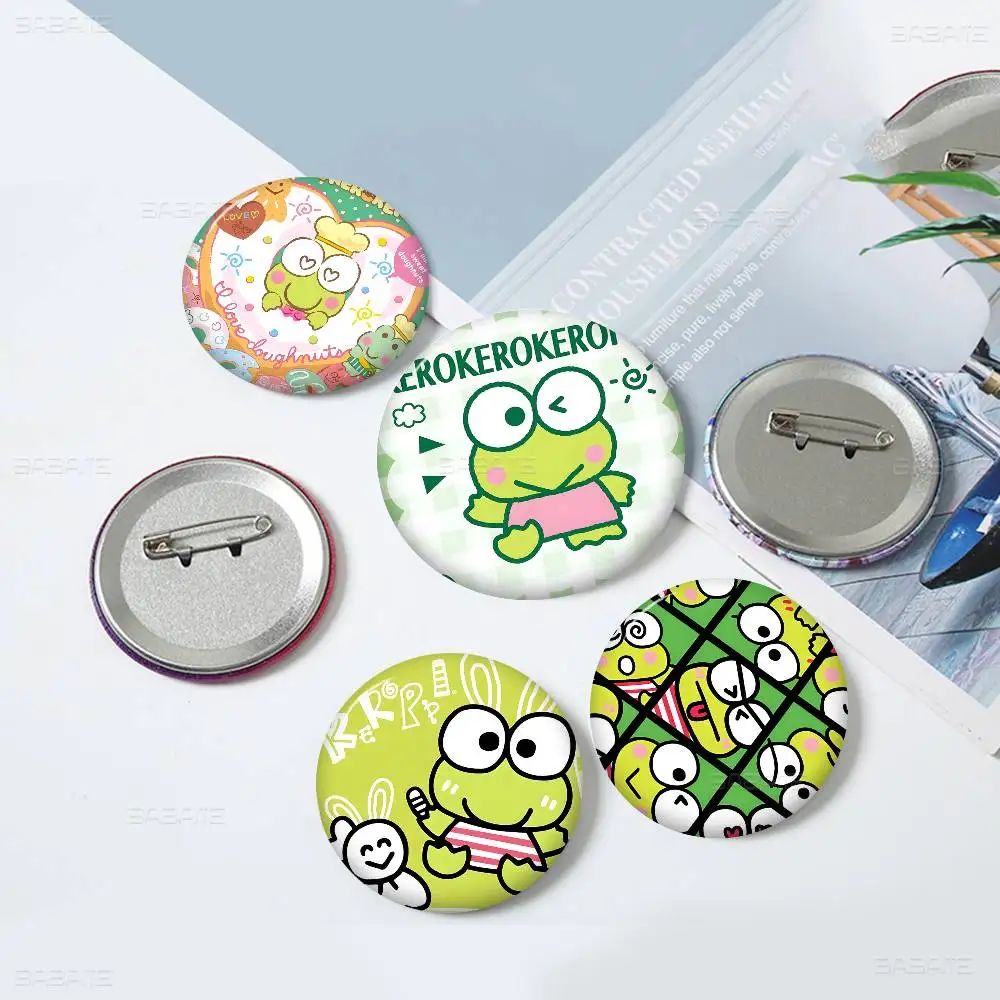 Kawai K-Kero K-Kero K-Keroppi Soft Button Pin Round Metal Badge Lapel Pin Parts Gift Friends Kid Jewelry