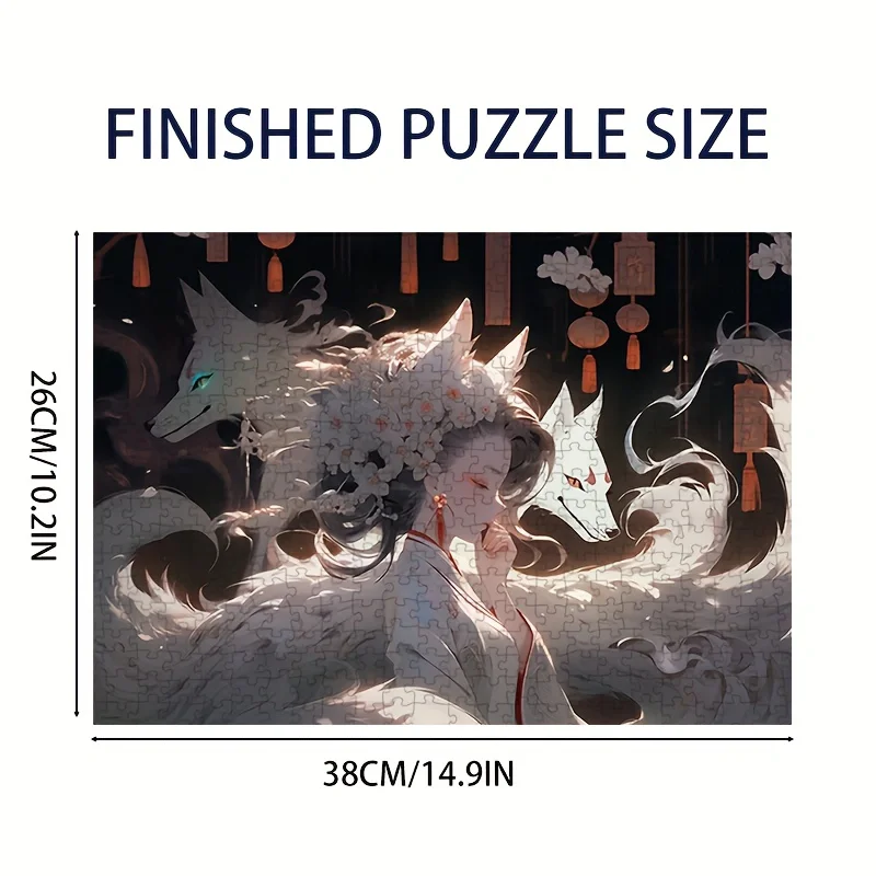 Mini formato puzzle 1000 pezzi volpe a nove code fata creatura mitica arte regalo incantante per mitologia buff decorazione della parete di casa 38x26 cm