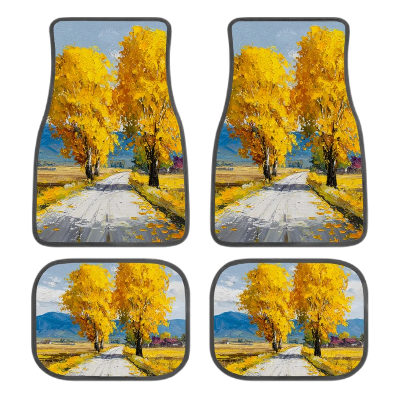 Tapis de sol de voiture antidérapants, lot de 4, tapis de sol de voiture Autumn Roadside Splendor, tapis avant et arrière, tapis décoratifs pour le plancher de voiture
