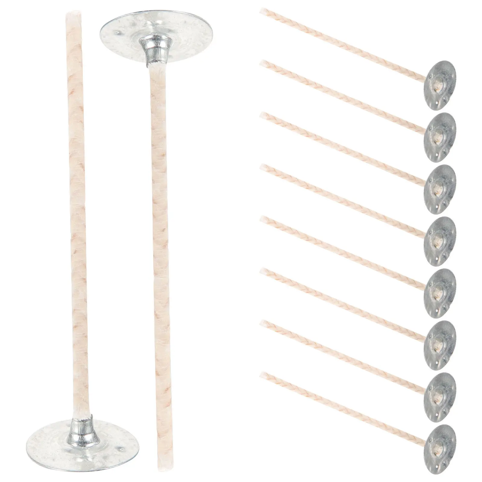 

10Pcs DIY Wicks Cotton Core Making Wicks with Metal Base Smooth Burn for Scented Soy Paraffin Candles
