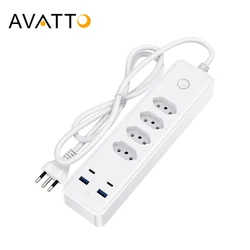 AVATTO Tuya WiFi Smart Power Strip Brazil Standard Plug Power Strip With 4 Outlets 2 USB 2 Type-C Support Alexa Google Home