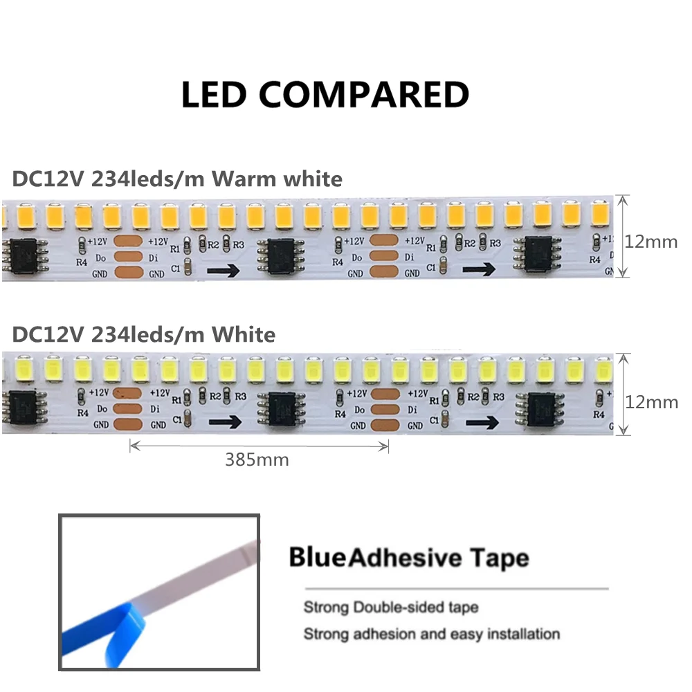 Tira de luces LED inteligente WS2811, iluminación para el hogar con control remoto, iluminación para carreras de caballos, 234led/m 2835SMD, 12V