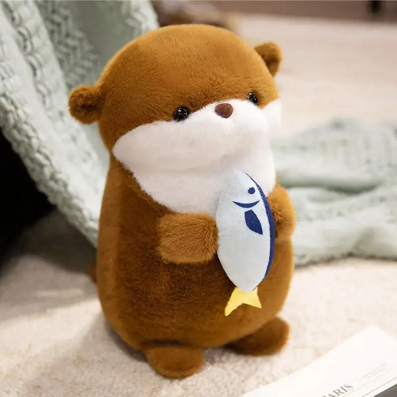 

30/40cm simulation fish and otter stuffed plush toy, cartoon anime cute pillow cushion, children's birthday gift, fun doll