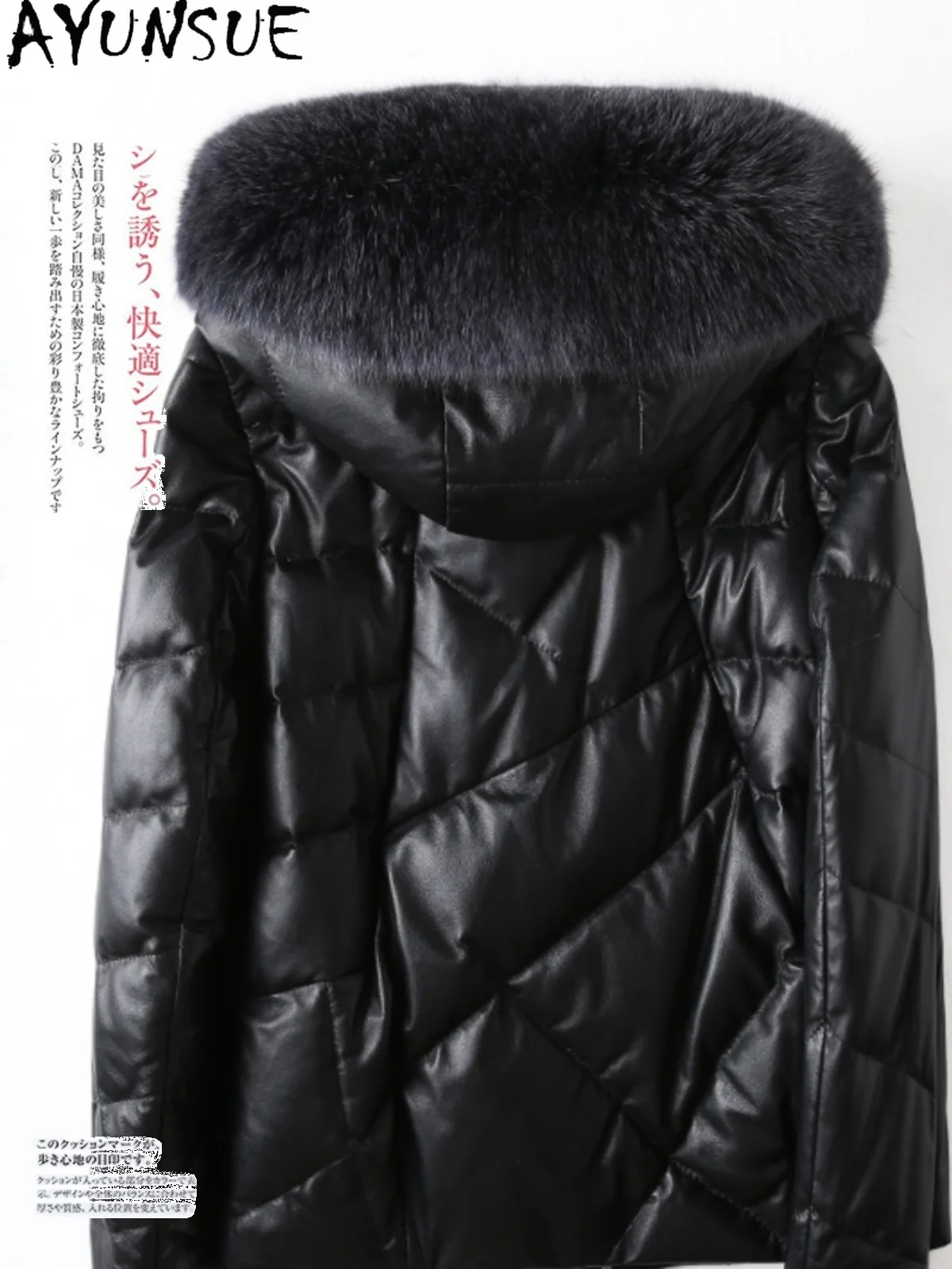 AYUNSUE Sheepskin Puffer Jacket Womens New in Outerwears Women Clothing Winter Genuine Leather Jacket Fox Fur Collar Casaco 2024