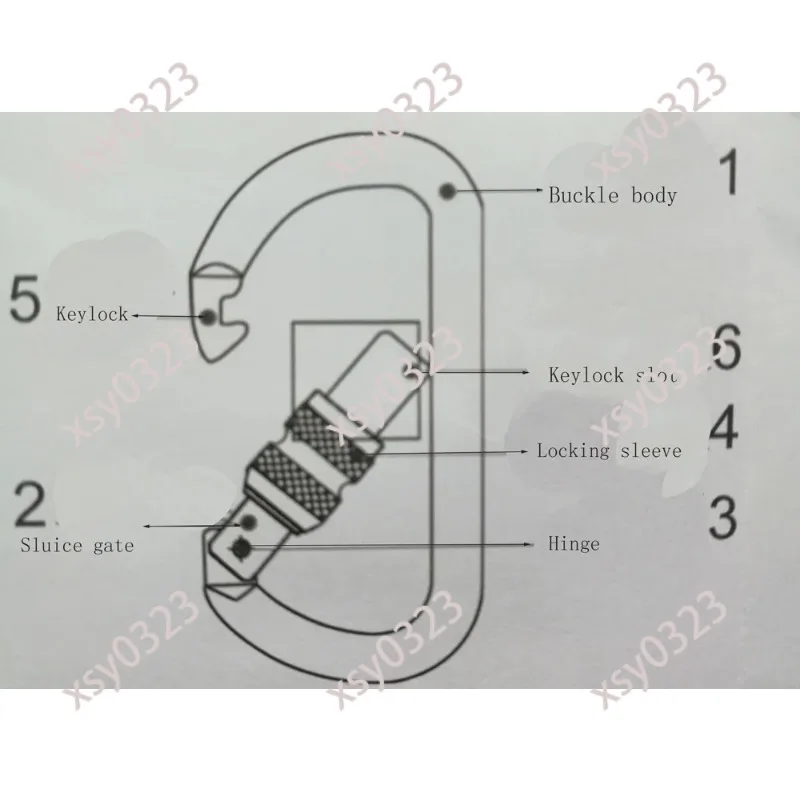 Press Auto Locking Carabiner, Heavy Duty Aluminum Alloy Hook, Rectangular Buckle for Paragliding Reserve Parachute