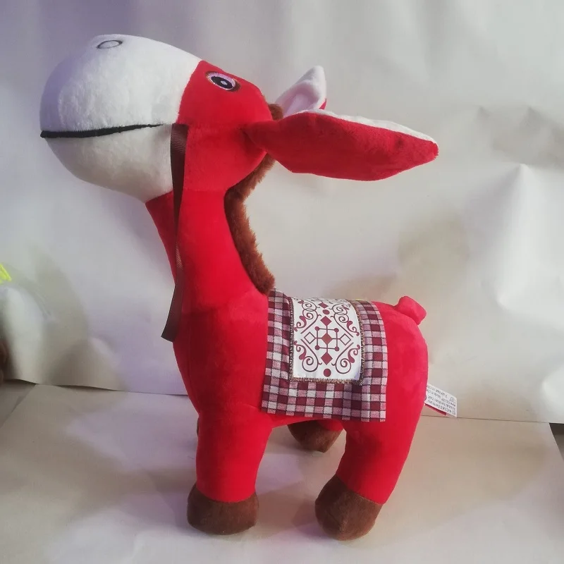 About 35cm Lovely Donkey Soft Doll Red Donkey Plush Toy Sofa Pillow Toy Xmas Gift s0395