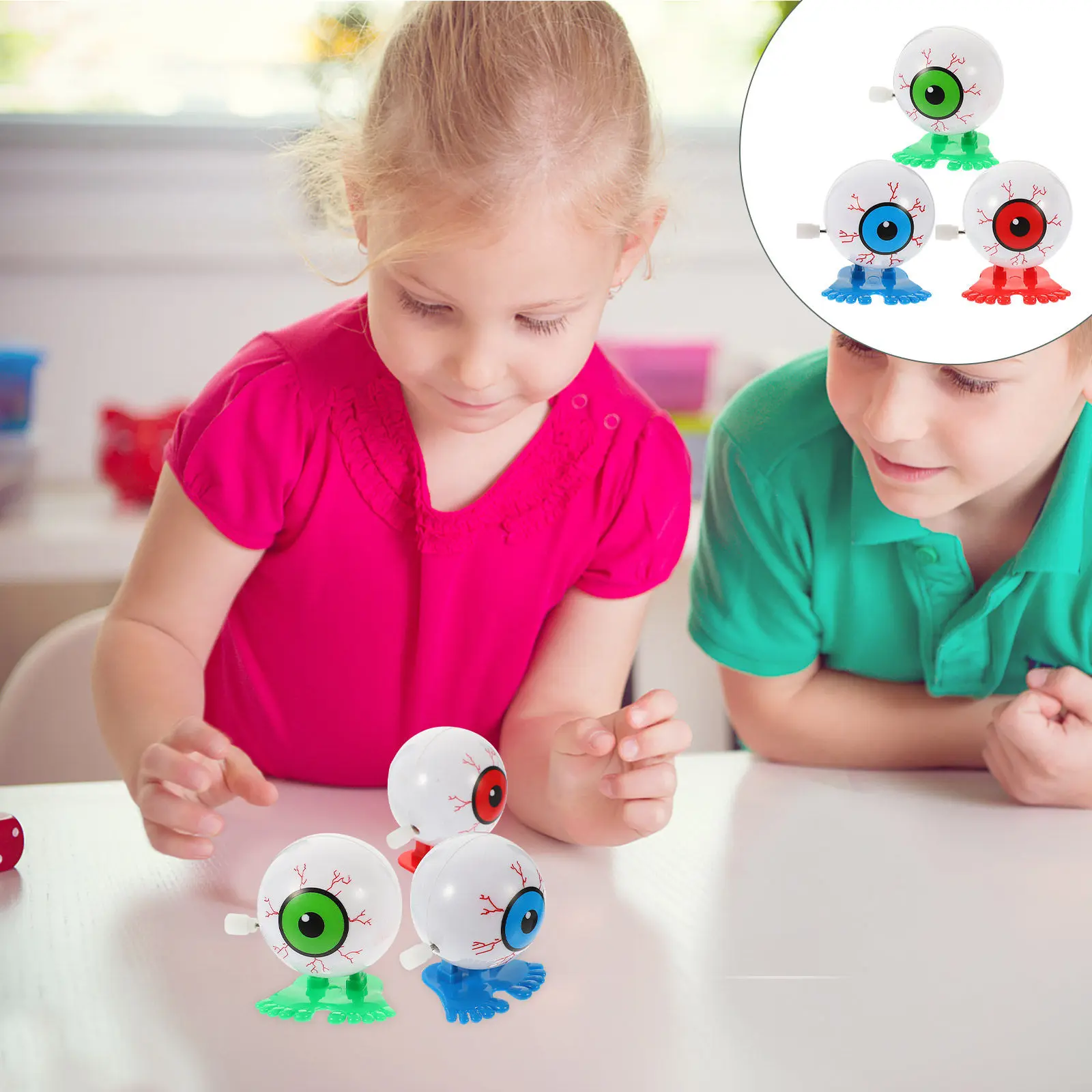 

Набор из 3 забавных заводных игрушек-глазок с мультяшными персонажами для раннего развития детей, портативные заводные игрушки