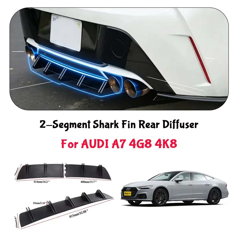 For AUDI A7 4G8 4K8 Shark Fin Rear Diffuser Split Chassis Spoiler Auto Aerodynamic Parts Aerodynamic Modification