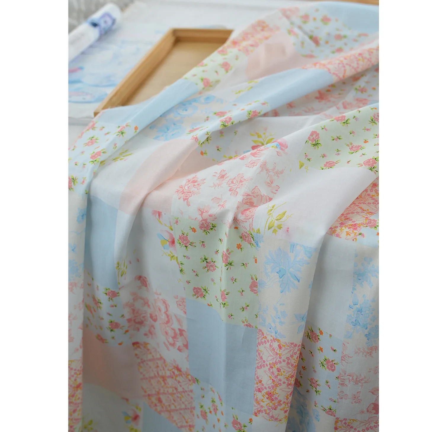 

Korean floral patchwork cotton poplin fabric, summer light handmade DIY Lolita dress cotton cloth