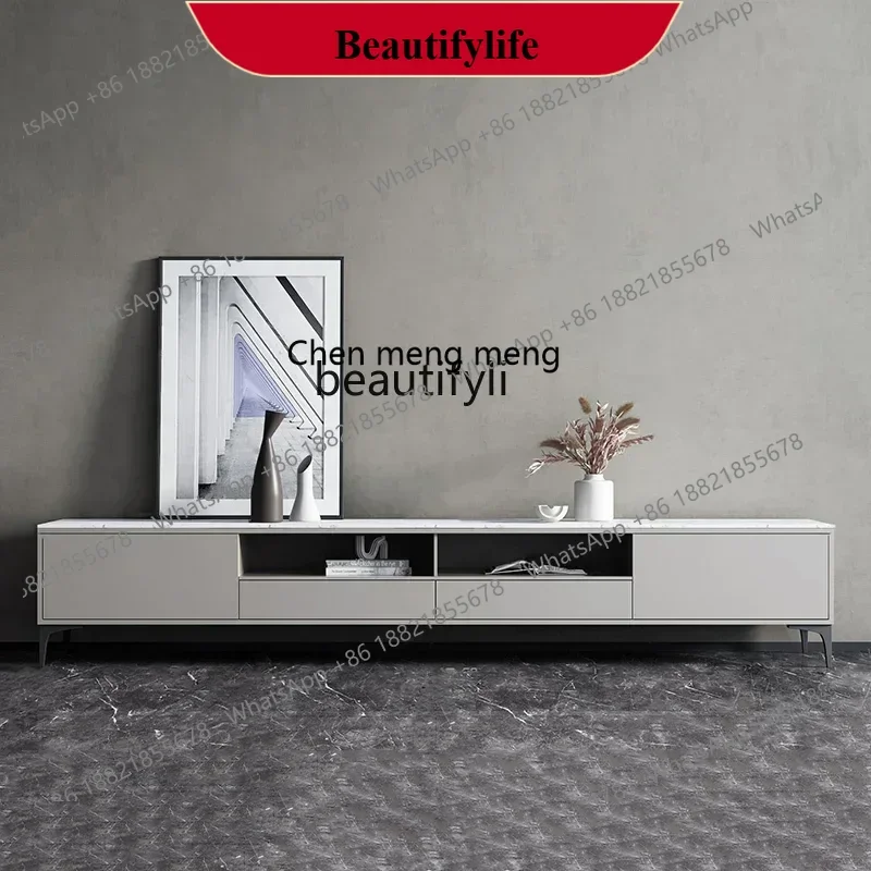 D178  Marble TV cabinet light luxury rock slab modern simple Nordic ins style advanced narrow thin