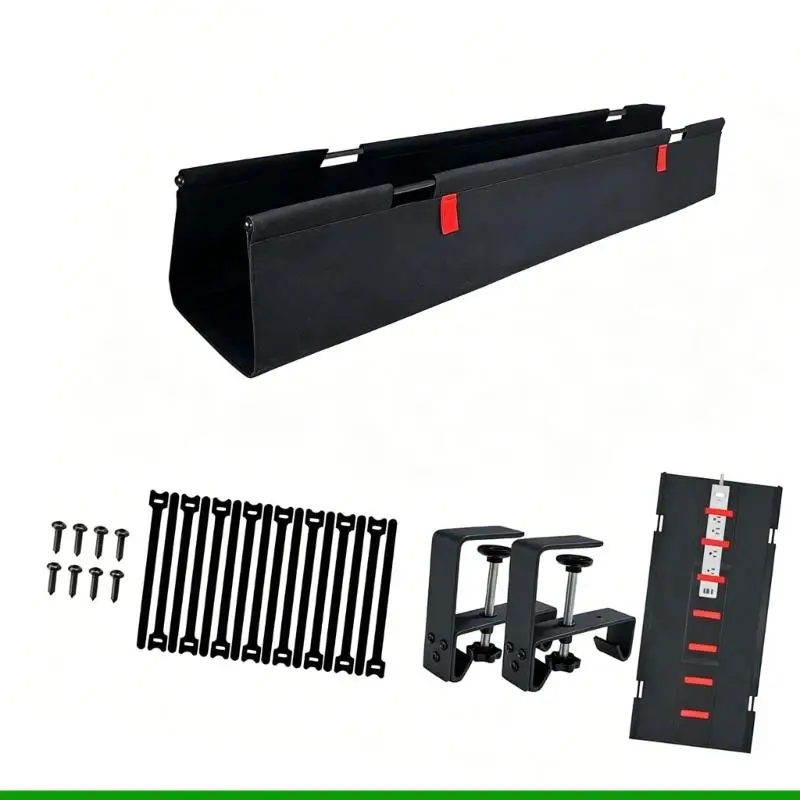 U55C Strong Fabric Cable Tray For Desk 28 Units Wide Stores Cords Converters Power hurdles Without Drilling