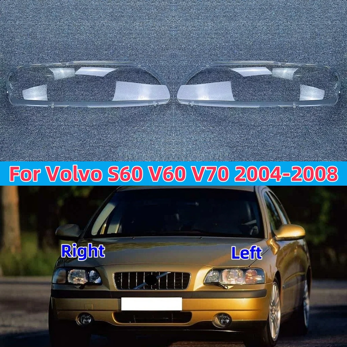 

For Volvo V60 V70 S60 2004 2005 2006 2007 2008 Headlamp Shell Headlight Cover Glass Lens Replace Original Transparent Lampshade