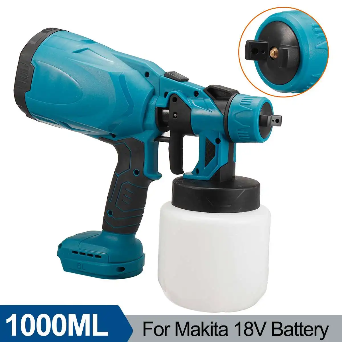 

800W Electric Spray Gun 1000ml Household Paint Sprayer Flow Control Easy Spraying For Makita 18V Battery by VIOLEWORKS