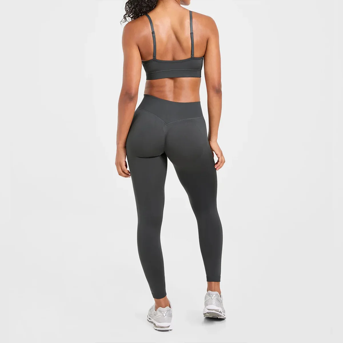 Women's Leggings and Top Set Open Back Crop Sports Bra Long Pants Moisture Wicking Breathable Naked Feel Fitness Gym Wear