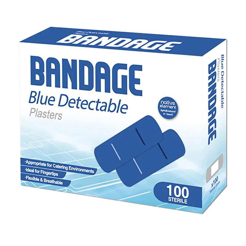 100Pcs Blue Metal Detectable Band-aid Food Hotel Restaurant Chef Use Hemostatic Medical Emergency Band Aid