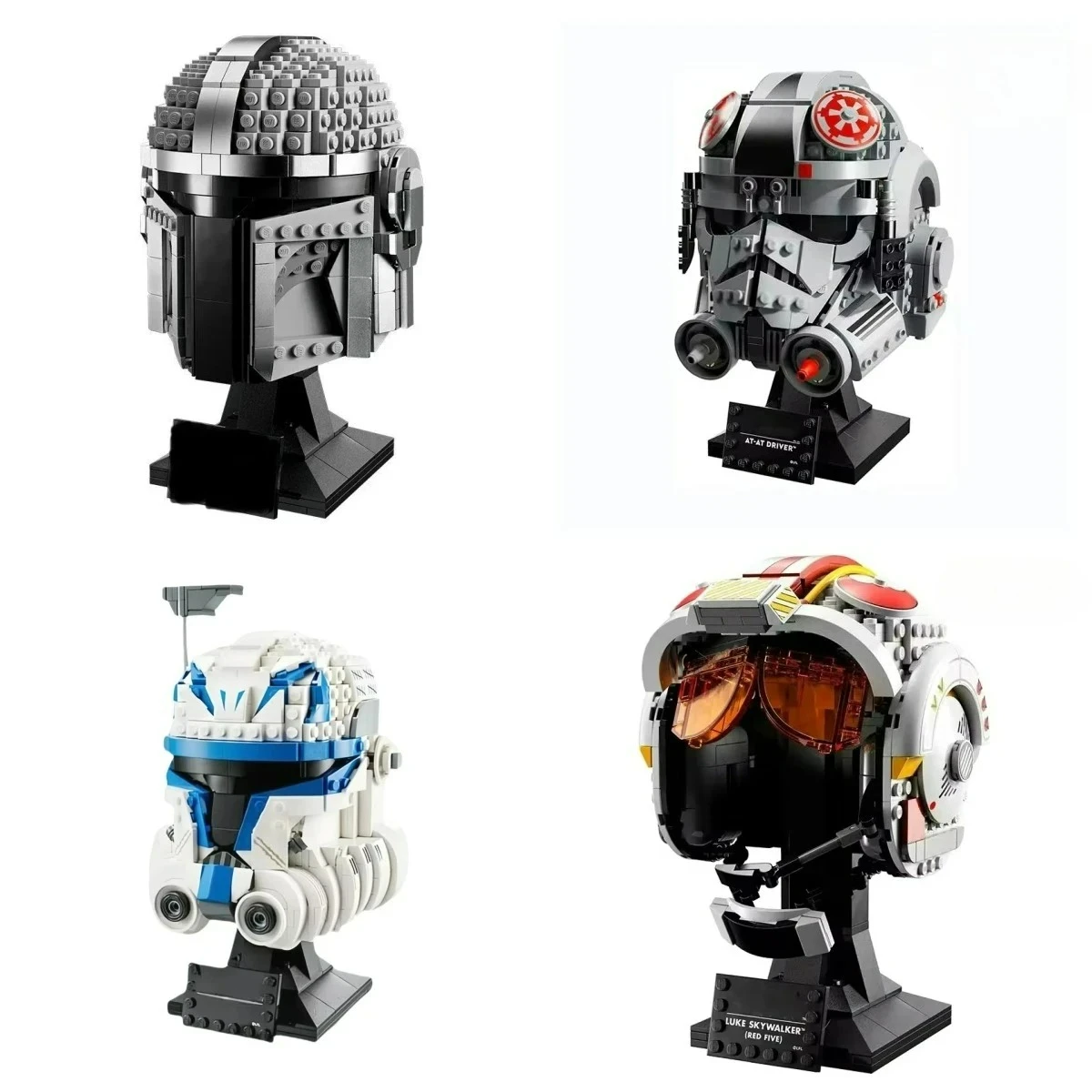 핫토이 우주선 블록 조립 스타 파이터 파일럿 만달로리안 헬멧 MOC TIE 루크 스카이워커 모델 조립 키즈 선물