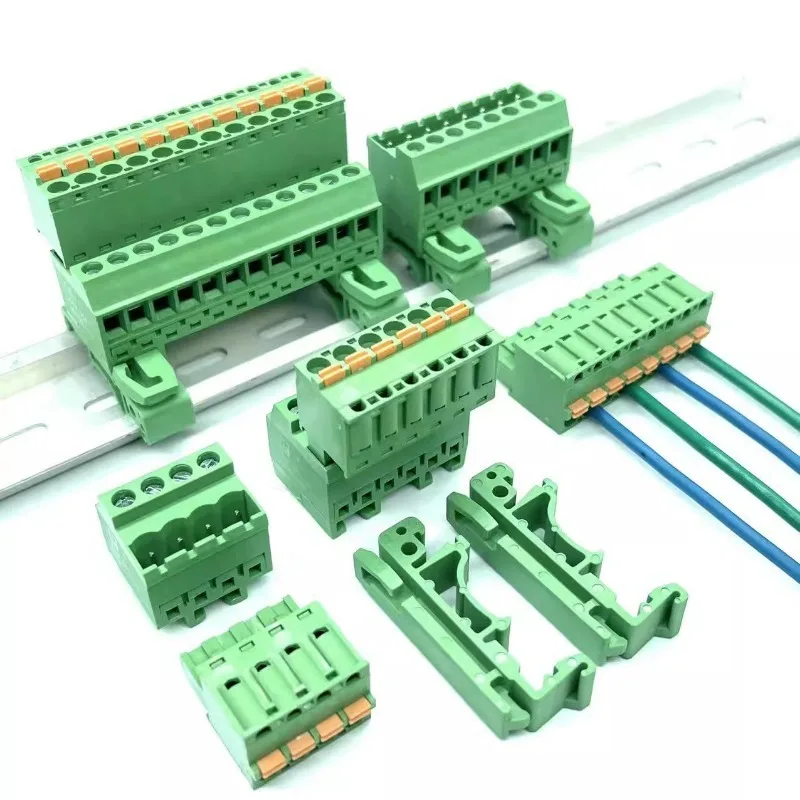 5sets rail type terminal block 2EDG-UVK-5.08 with KD spring plug solderless installation 35mm/15mm clamp pin