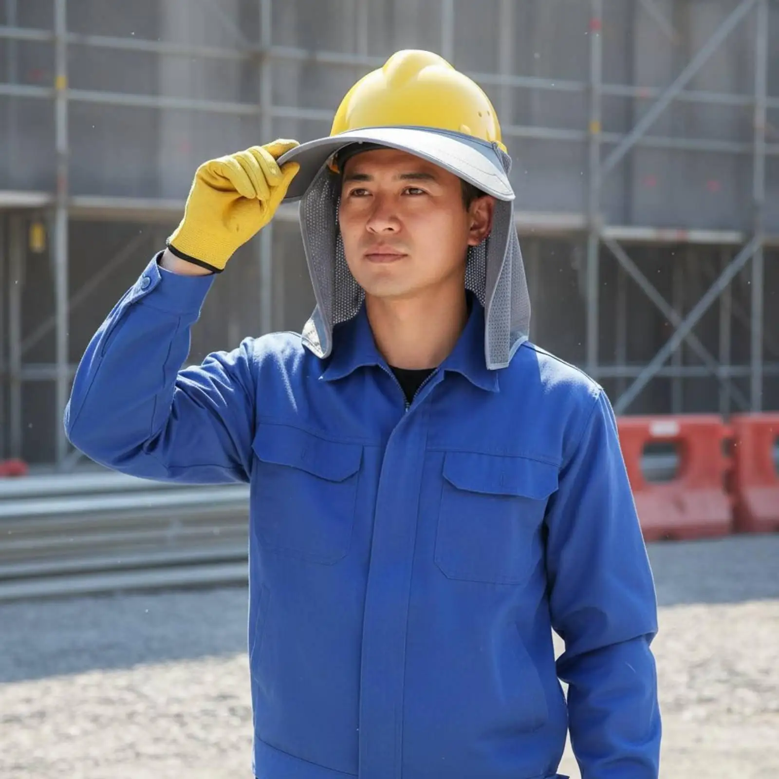 Safety Sun Visor for Hard Hat Construction Site Protective Mesh Brim Neck Drape Garden Face Protection Cap