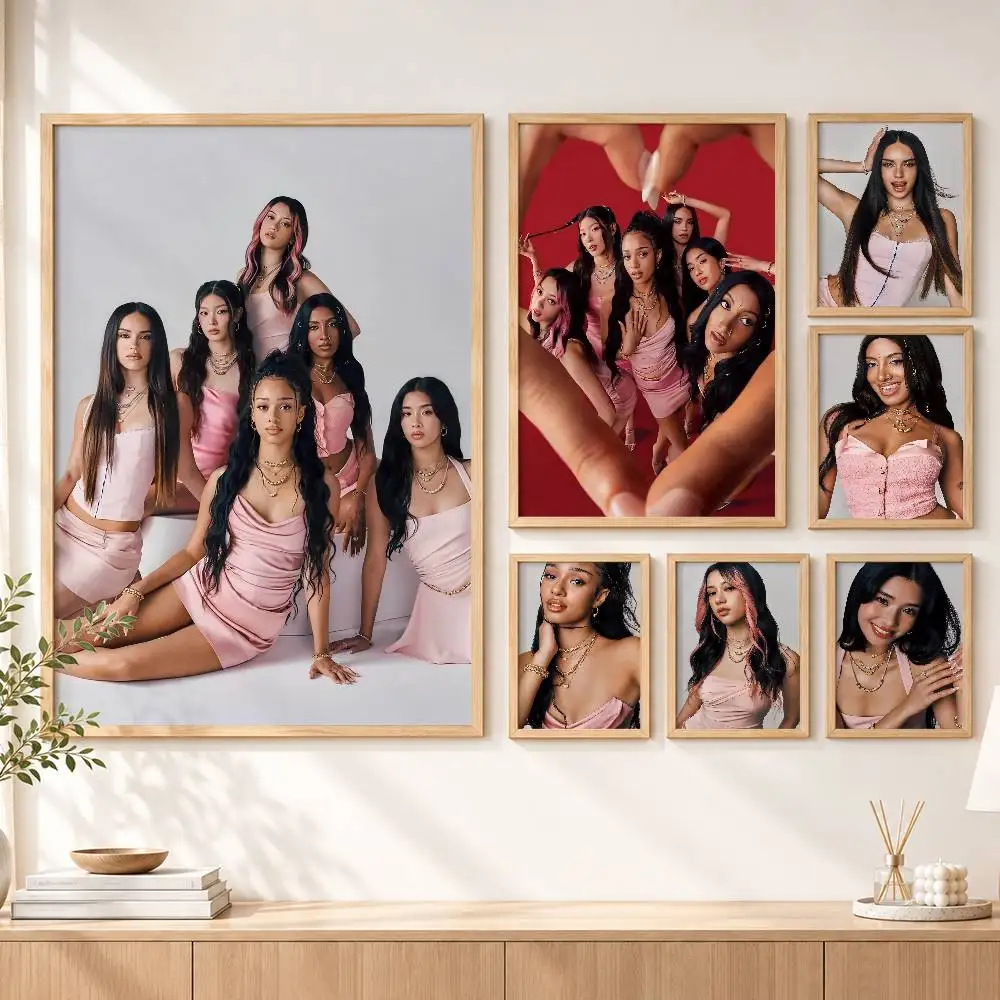 Y2K Pop K-KATSEYE Girl Group Customizable HD Self Adhesive Waterproof Wall Art Poster