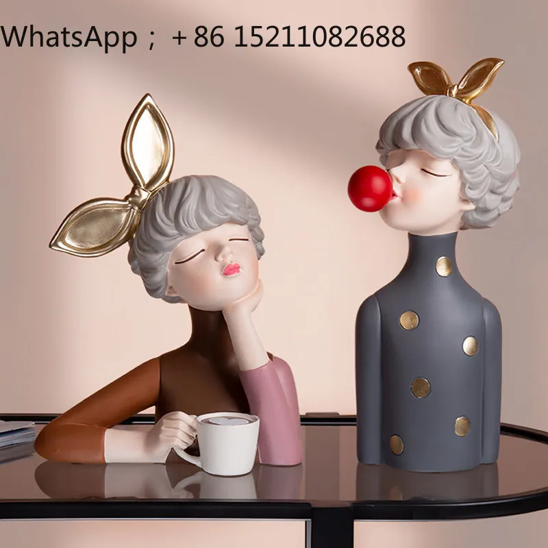 LLY bubble girl end coffee bouquet girl ornament modern living room TV cabinet wine cabinet decoration housewarming gift