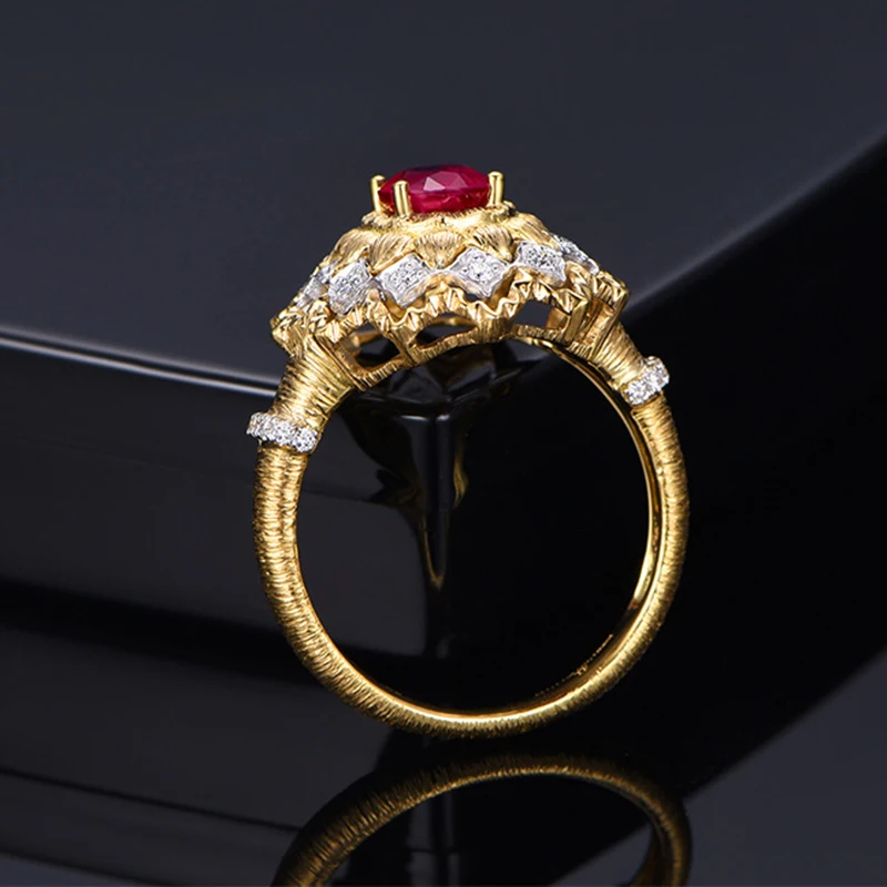 Vintage Luxury Designer Artificial Ruby Rings For Women Italian Aesthetic Jewelry Wedding Engagement Ring Valentine Day Gifts