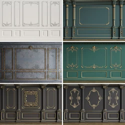 Vintage Room Interior Backdrop European Frame Classic Wall Photo Background Empty Room Classic Backdrop Living Room Wallpaper
