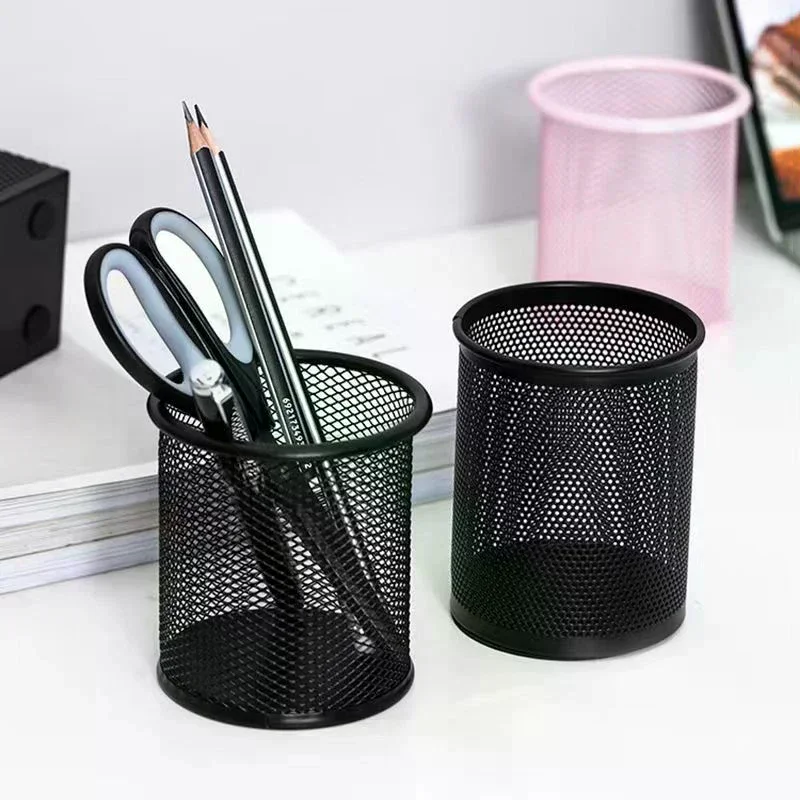 Multifunction Round/Square Mesh Pen Pot Multicolor Pen Holder Desk Tidy Stationery Organiser Pencil Storage Stationery Organiser