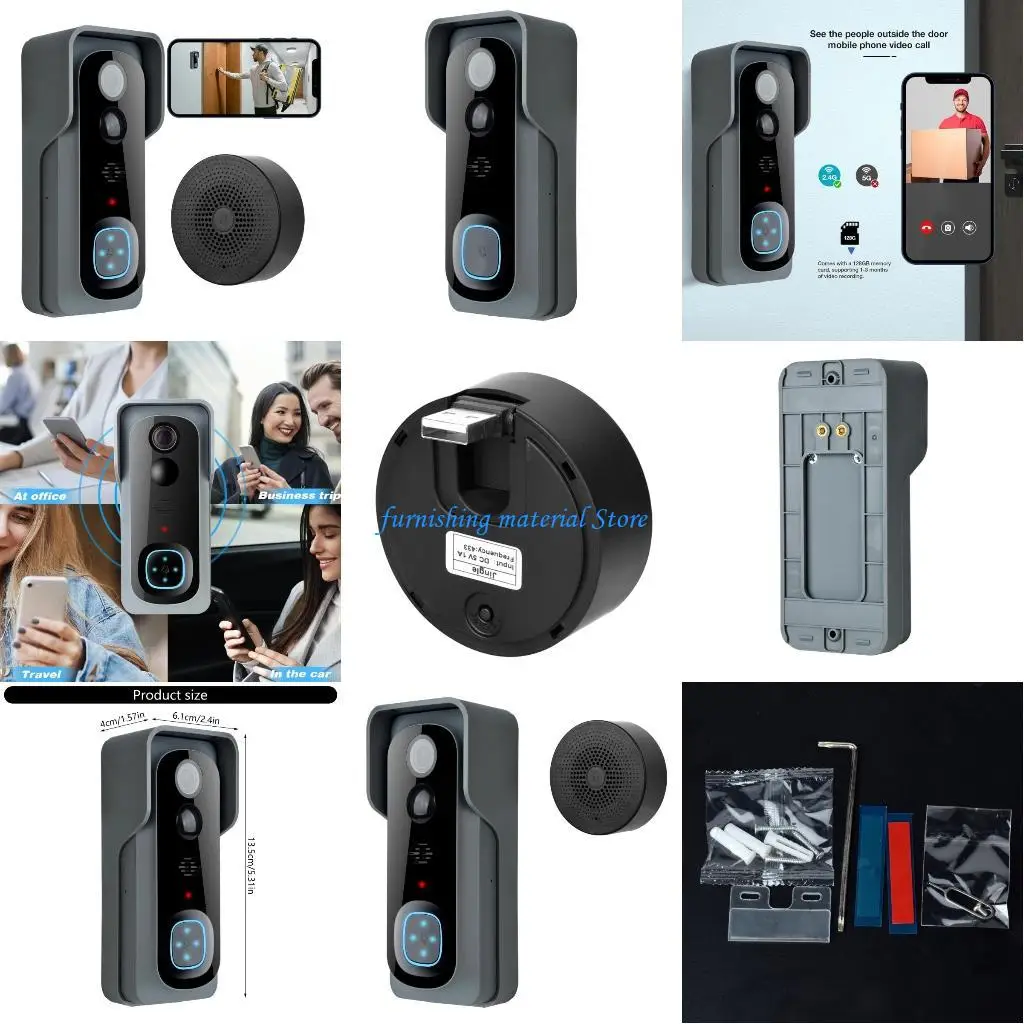 Y5GD اتجاهين الصوت أجراس باب المنزل الدقات اتصال سهل لاسلكي واي فاي جرس الباب كاميرا العين ليلة مرئية حلقات أجراس الباب
