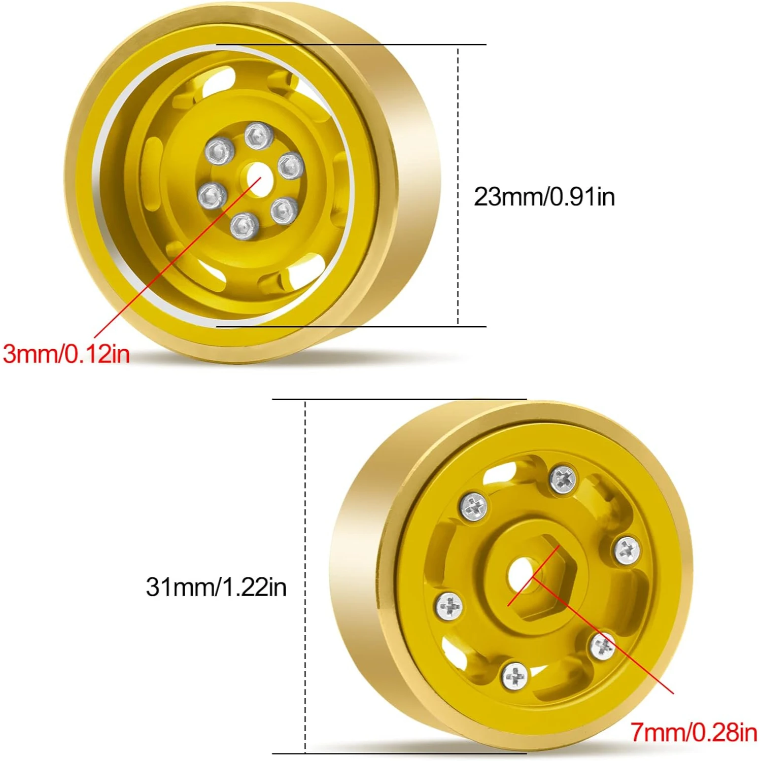 OGRC 1.0 Deep Dish Wheels Rims 32g Heavy Crawler Wheel for TRX4M SCX24 Axial AX24 FMS FCX24 1/18 1/24 RC Accessories Replace