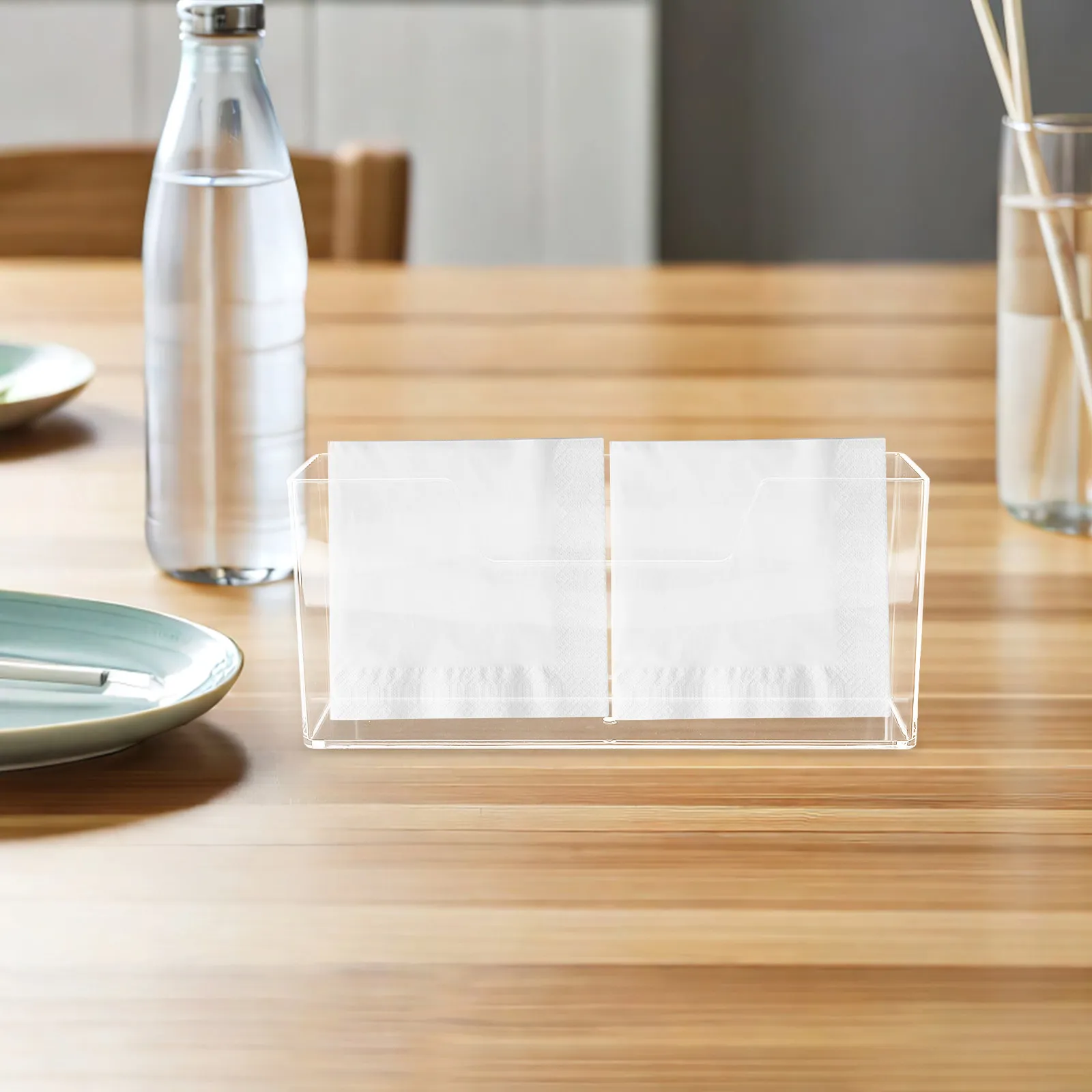 

1pcs Kitchen Napkin Holder Clear Acrylic Vertical Paper Towel Stand For Tabletop Office Bathroom Tissue Organizer Dispenser