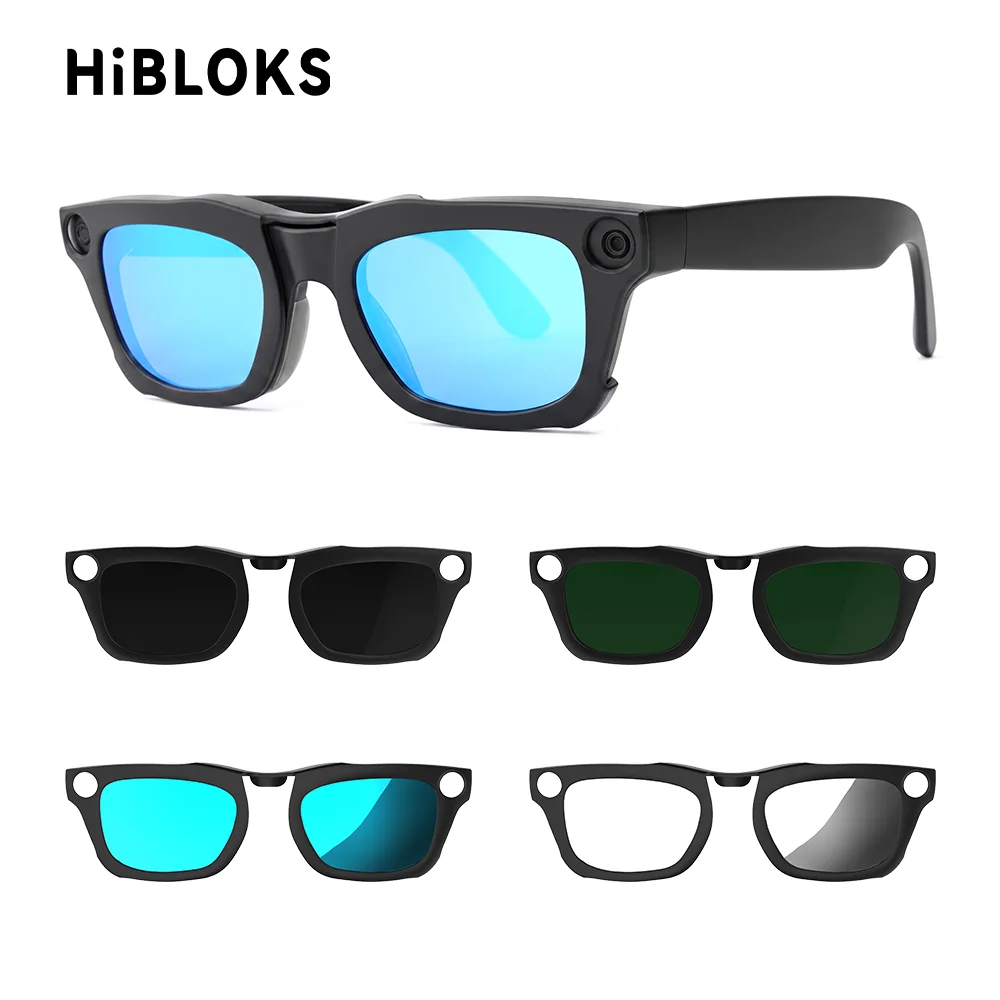 HIBLOKS Color Changing Clip For Ray-Ban Meta Blayzer RW7001 50-19 Standard Smart Glasses Sunglasses Lenses Matte Frame Clip