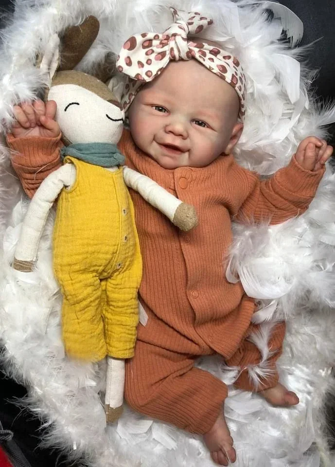 

19inch vivienne Soft Touch Body Reborn Lifelike Baby Doll with 3D Skin Multiple Layers Painting with hand draw Hair Doll