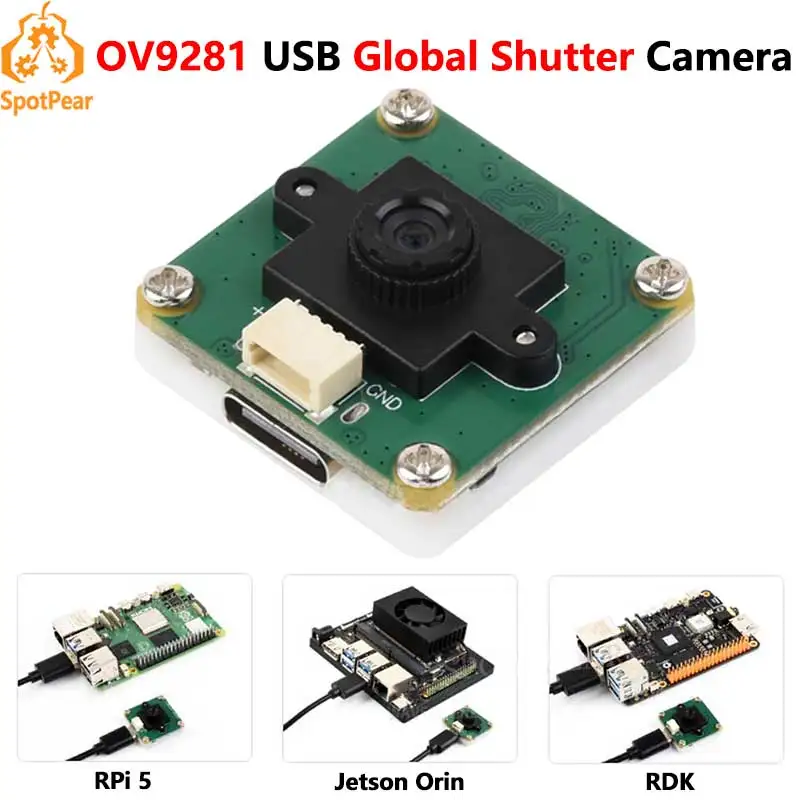 Raspberry Pi USB Global Shutter Camera 1MP OV9281 120fps Black/White Also for Jetson RDK