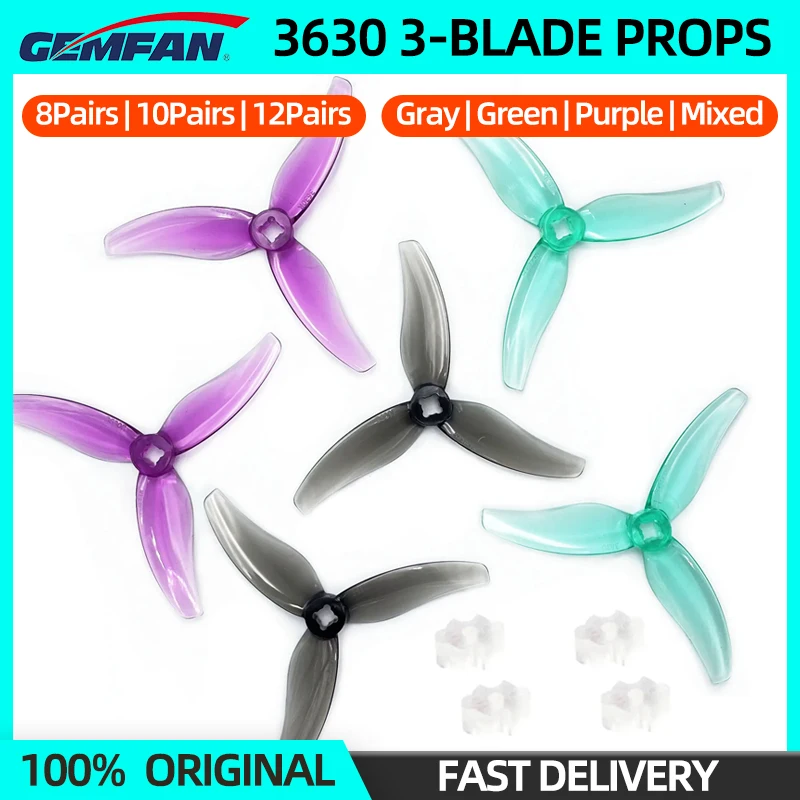 8/10/12Pairs Gemfan Hurricane 3630 3-Blade Propeller CW/CCW 3.6X3X3 PC Props For FPV Freestyle 3.5inch Toothpick Foxwhoop Drone