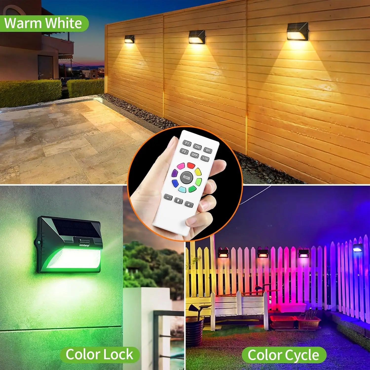 9 RGB Color Change Deck Lights Solar Fence Lights Outdoor Waterproof Solar Powered LED Wall Lamp Patio Yard Steps Stairs Light