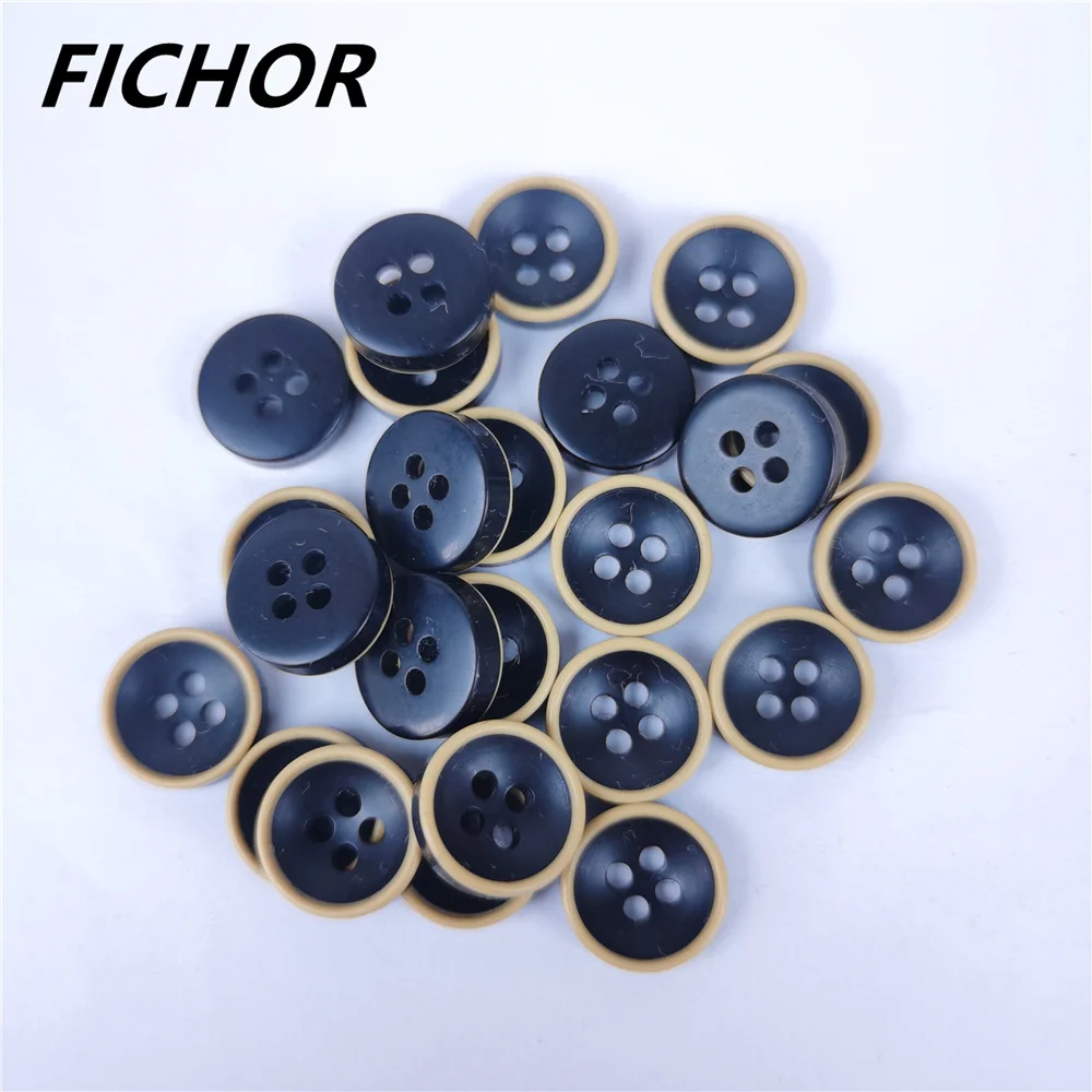 30/50pcs 11mm 4 Holes Brown Circle Black Buttons Handmade Decorative Button for Apparel DIY Sewing Accessories Plastic Buttons