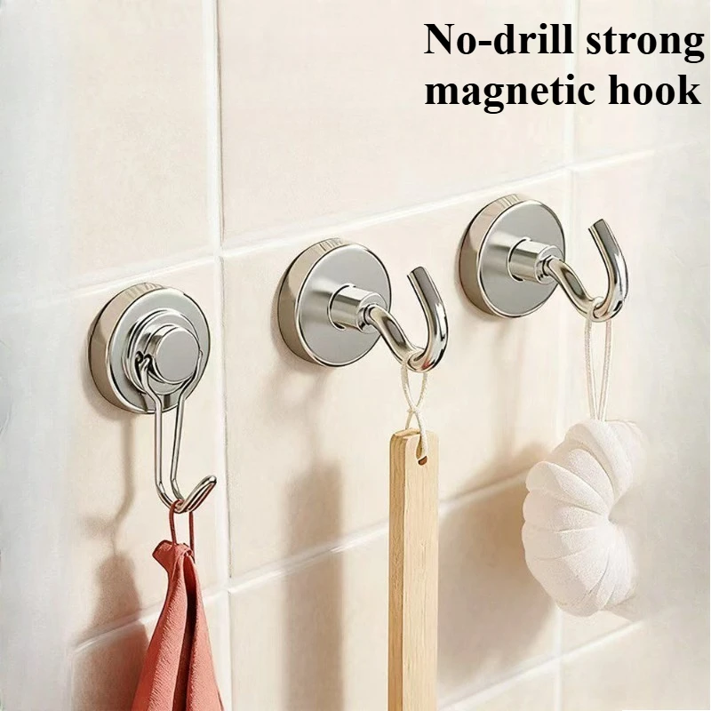 Magnetic attraction hook, non-punching strong load-bearing magnet hook after entering the door, magnetic strong magnet hook