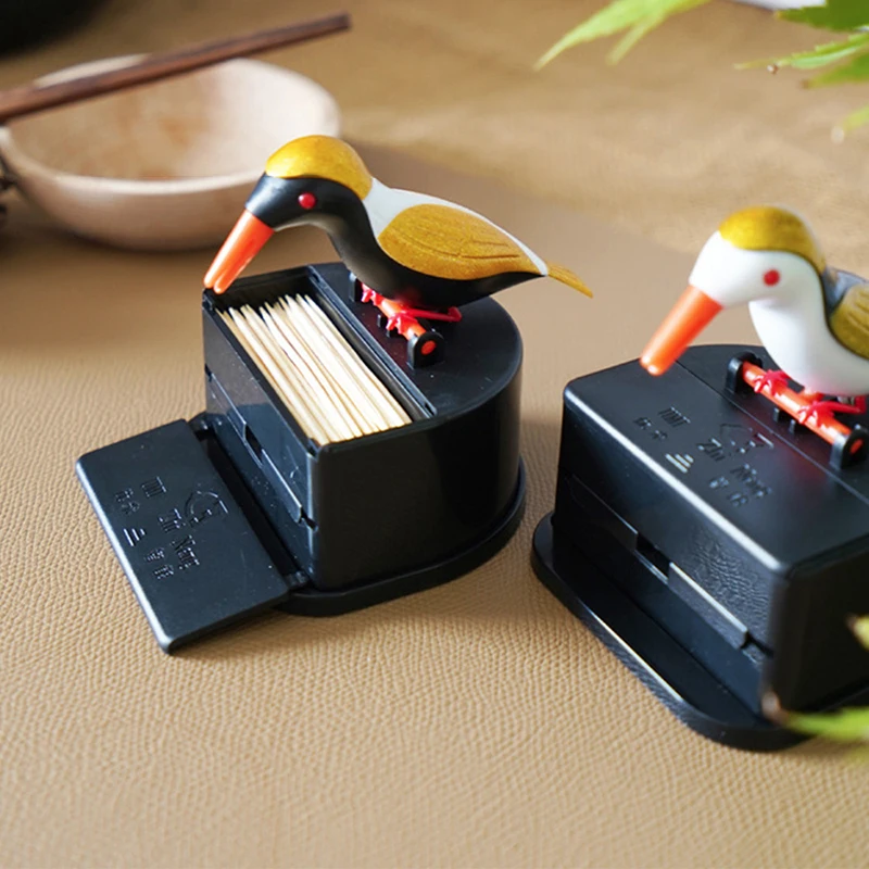 Small Bird Toothpick Container Automatic Toothpick Dispenser Toothpick Holder Home Decoration Table Decor