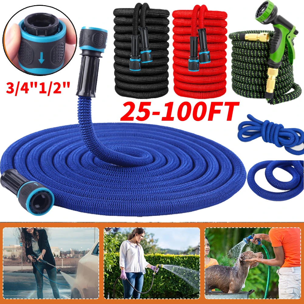 25FT-200FT Expandable Flexible Water Hose Car Wash Hose Water Gun Hose Garden Sprayer Gardening Watering Hose Irrigation Tools