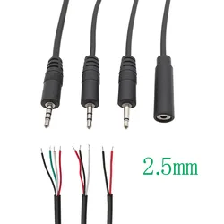 Conector de auriculares de Audio Mono/estéreo, conector macho/hembra de 2,5mm, 2/3/4 polos, extensión de Pin, Cable desnudo, soldadura, reparación de bricolaje