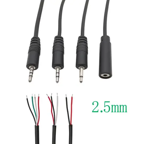Spina maschio mono/stereo da 2,5 mm/jack femmina connettore per cuffie audio estensione pin 2/3/4 poli cavo a filo nudo saldatura riparazione fai da te